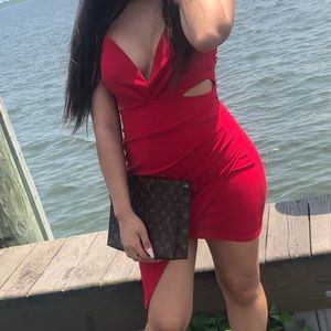 Red FashionNova dress